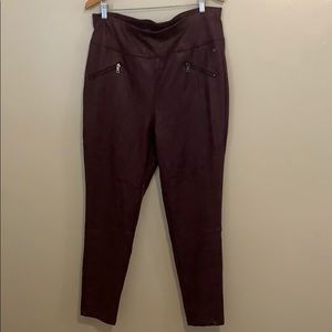 Burgundy faux suede jeggings
